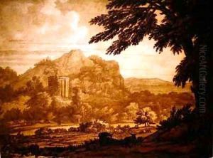 Landscape with a Temple by Alexander Cozens
