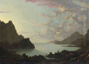 A bay at dusk by Alexander Cozens