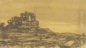 A castle in a landscape by Alexander Cozens