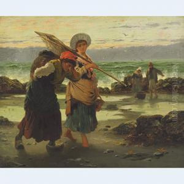 Gathering Mussels On The Beach - view 1