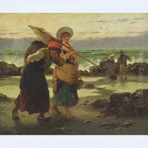 Gathering Mussels On The Beach by Robert Kemm