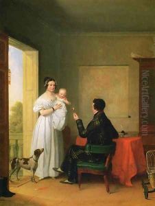 Offering Baby a Rose by James Goodwin Clonney