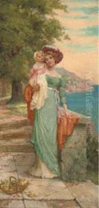 Gathering Flowers On The Path To The Sea by Sydney Percy Kendrick