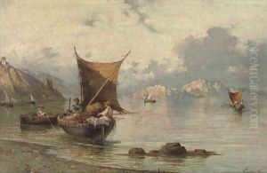 Fishingboats near Sorrento, Italy by Giuseppe Carelli