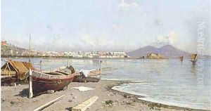 Fishing boats at the Bay of Naples by Giuseppe Carelli