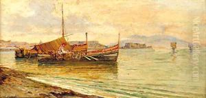 Fishing boats in the Bay of Naples by Giuseppe Carelli