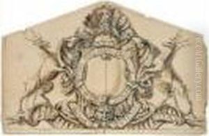 Projet De Linteau Avec La Devise Royale Pour Houghton, Norfolk, Vers 1725 by William Kent
