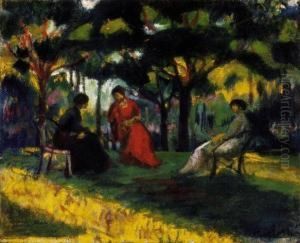 Afternoon Rest - Sitting In The Park by Josef Karoly Kernstok