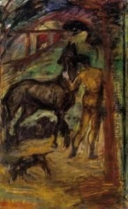 Male Nude With A Horse And A Dog Male Nude With A Horse And A Dog