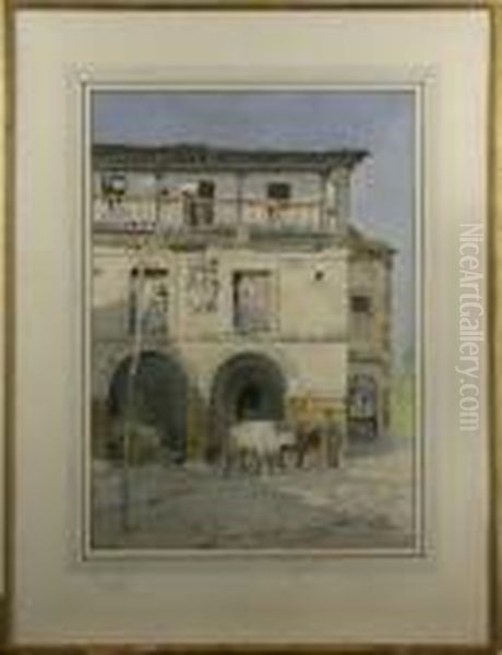 Sydlandsk Stadsbild Med Figurer - view 1