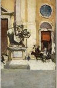 Bernini Monument In Front Of "santa Maria Sopra Minerva", Piazza Della Minerva, Rome by James Kerr-Lawson
