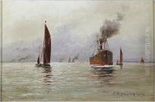 Canal Scene; Majorca Bay, Two,
One Signed And Dated L.l.: James Kerr Lawson, One Oil On Panel; The
Other Oil On Canvas Laid Down, One 14 By 24 Cm.; 5i By 9iin.; The Other
16.5 By 24 Cm.; 6i By 9iin.; Together With A Study Of A Steam Ship By
E.t. A - view 1