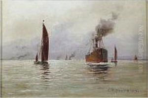 Canal Scene; Majorca Bay, Two, 
One Signed And Dated L.l.: James Kerr Lawson, One Oil On Panel; The 
Other Oil On Canvas Laid Down, One 14 By 24 Cm.; 5i By 9iin.; The Other 
16.5 By 24 Cm.; 6i By 9iin.; Together With A Study Of A Steam Ship By 
E.t. A by James Kerr-Lawson