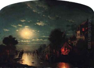 Elegant Skating by Moonlight by Johann Mongels Culverhouse