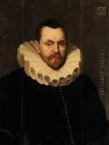 Portrait Of A Gentleman, Half-length, In A Black Coat Andruff by Cornelis Ketel