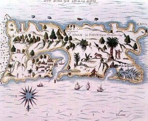 Map of the island of Puerto Rico, 1599 by Samuel de Champlain