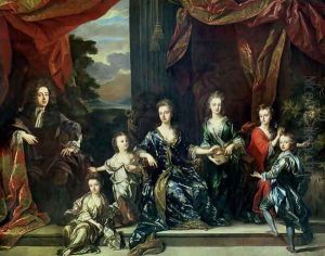 John Churchill (1650-1722) 1st Duke of Marlborough and Sarah (1660-1744) Duchess of Marlborough with their children by Johann Closterman