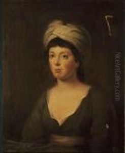 Portrait Of Lady Helena Rawdon,
Daughter Of The 1st Earl Of Moira(1744-1792), Bust-length, In A Green
Dress And Turban by Tilly Kettle