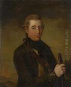 Portrait Of A Gentleman Holding A Gun by Tilly Kettle