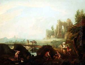 Landscape with Travellers and Fishermen by Scipione Cignaroli