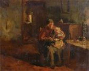 Interior Of A Women With A Child On Her Lap