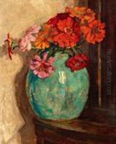 Gerbera's In Groene Vaas - view 1