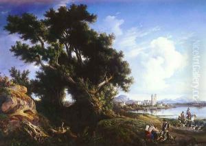 Landscape Near Naples With The Isle Of Capri In The Distance by Consalvo Carelli
