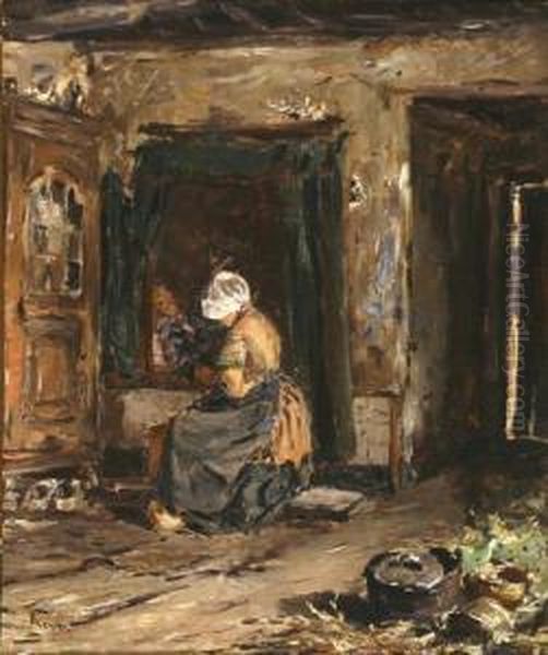 Kitchen Interior With A Seated Woman - view 1