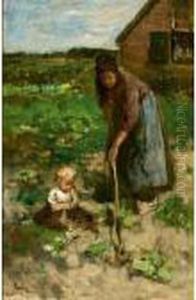 Mother And Child In The Garden by Jacob Simon Hendrik Kever