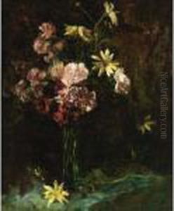 A Flower Still Life With Daisies by Jacob Simon Hendrik Kever