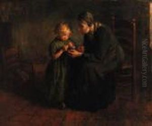 The Knitting Lesson by Jacob Simon Hendrik Kever