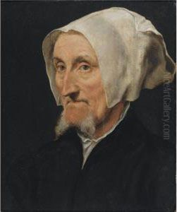 A Portrait Of Margret Halseber 
Of Basel, 'the Lady With The Twobeards', Head And Shoulders, Wearing A 
White Headdress