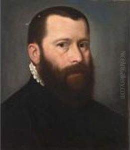 A Portrait Of A Distinguished 
Gentleman, Bust Length, Wearing A Black Coat With A White Collar