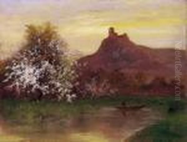 Blossoming Lakeside With A Castle In The Background - view 1