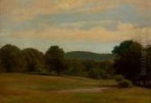 A Landscape With A Stream In Theforeground by Frederik Kiaerskou