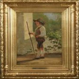A Tyrolese Boy Withwalking Stick