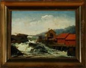 A River Scenery, Presumeably In Norway by Anton Edvard Kieldrup