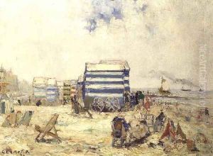 Bathing Huts on the Beach, 1920 by R. Clarot