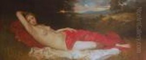 Nudo Di Donna Nel Bosco by Giorgio Kienerk