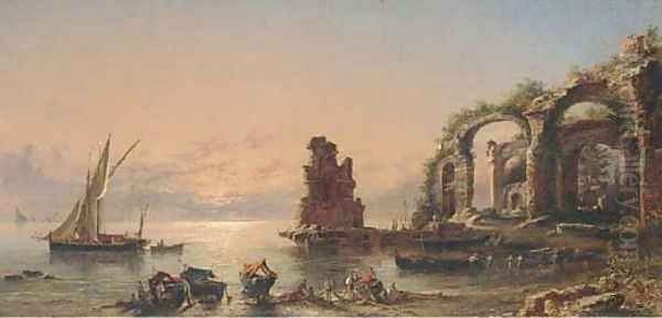 Fisherfolk at the ruins - view 1