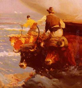 Return From Fishing by Enrique Martinez Cubells y Ruiz