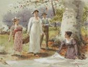A Woodland Picnic by George Goodwin Kilburne