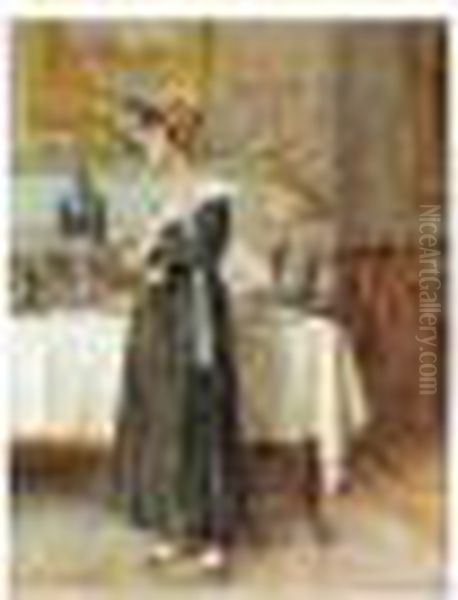 Contemplation After Breakfast, Signed, Watercolour, 35.5 X 27 Cm.; 14 X 10 1/2 In - view 1