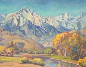 Rugged Mountain Range With Meandering Autumn Stream Below (no.467)