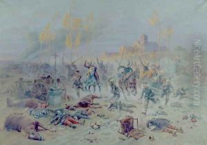 The Charge of French Soldiers at the Battle of the Marne, 8th or 9th September 1914, 1915 by Eugene Chaperon