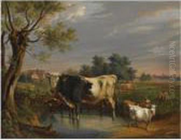 Cattle In A Summer Landscape - view 1