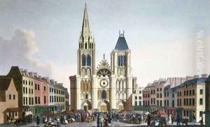 View of the Facade of the Church of Saint-Denis near Paris, c.1820 by Pierre Courvoisier