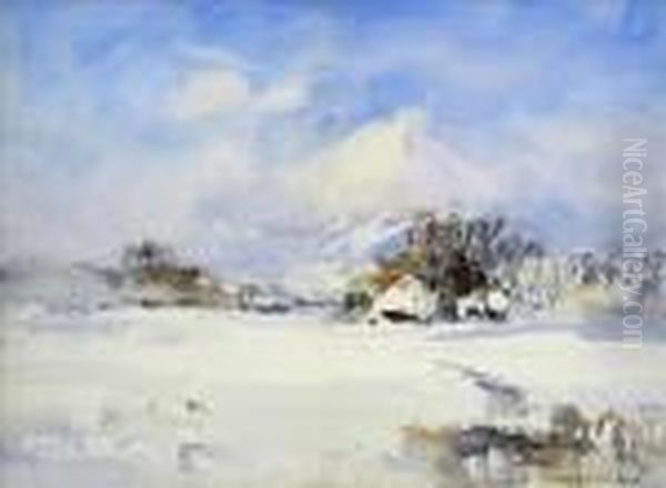 Snow Coveredlandscape With Mount Fuji - view 1