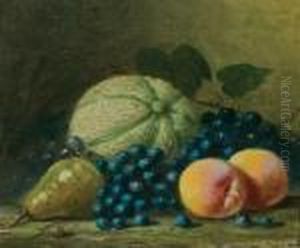 Still Life With Melon And Peaches by Albert F. King