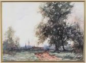 A Figure On A Country Lane With A Cottage Beyond